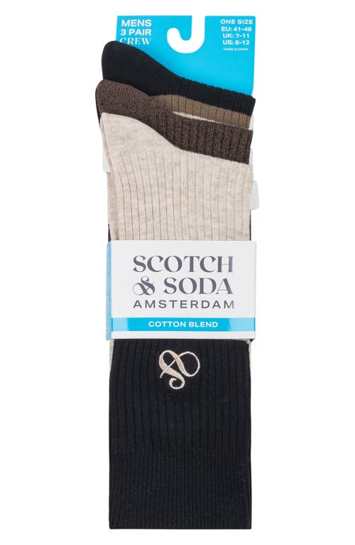 Scotch & Soda 3-pack Crew Socks In Medium Beige
