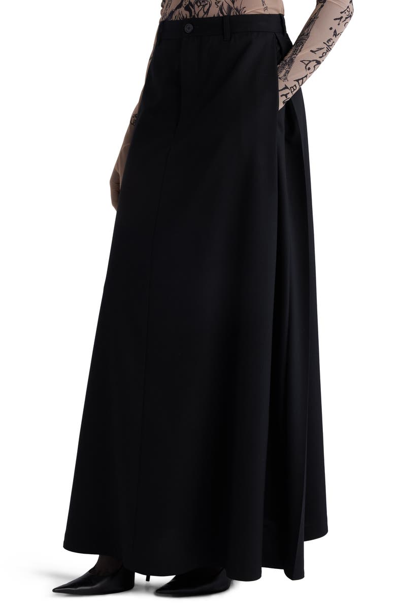 Balenciaga Hybrid Wool Pants Maxi Skirt, Alternate, color, 