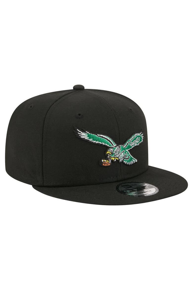 Men's New Era  Black Philadelphia Eagles 9FIFTY Snapback Hat, Alternate, color, Black