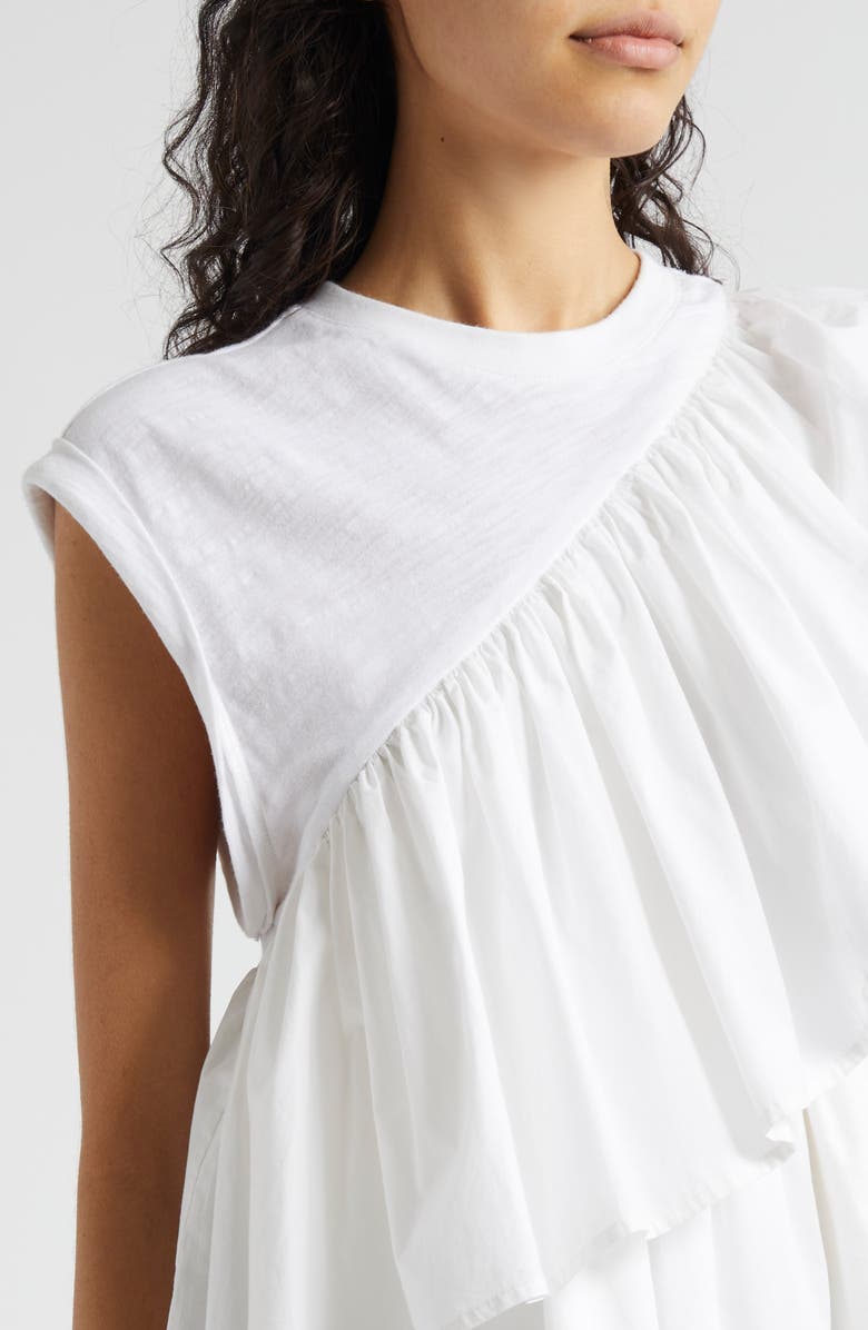 Cinq à Sept Micki Woven Ruffle Layer T-Shirt, Alternate, color, White