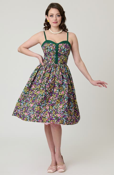 1950s Sleeveless Swing Dress