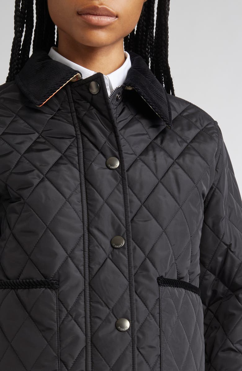 Burberry Oldham Quilted Nylon Crop Jacket, Alternate, color, Black/ Sand Ip Check