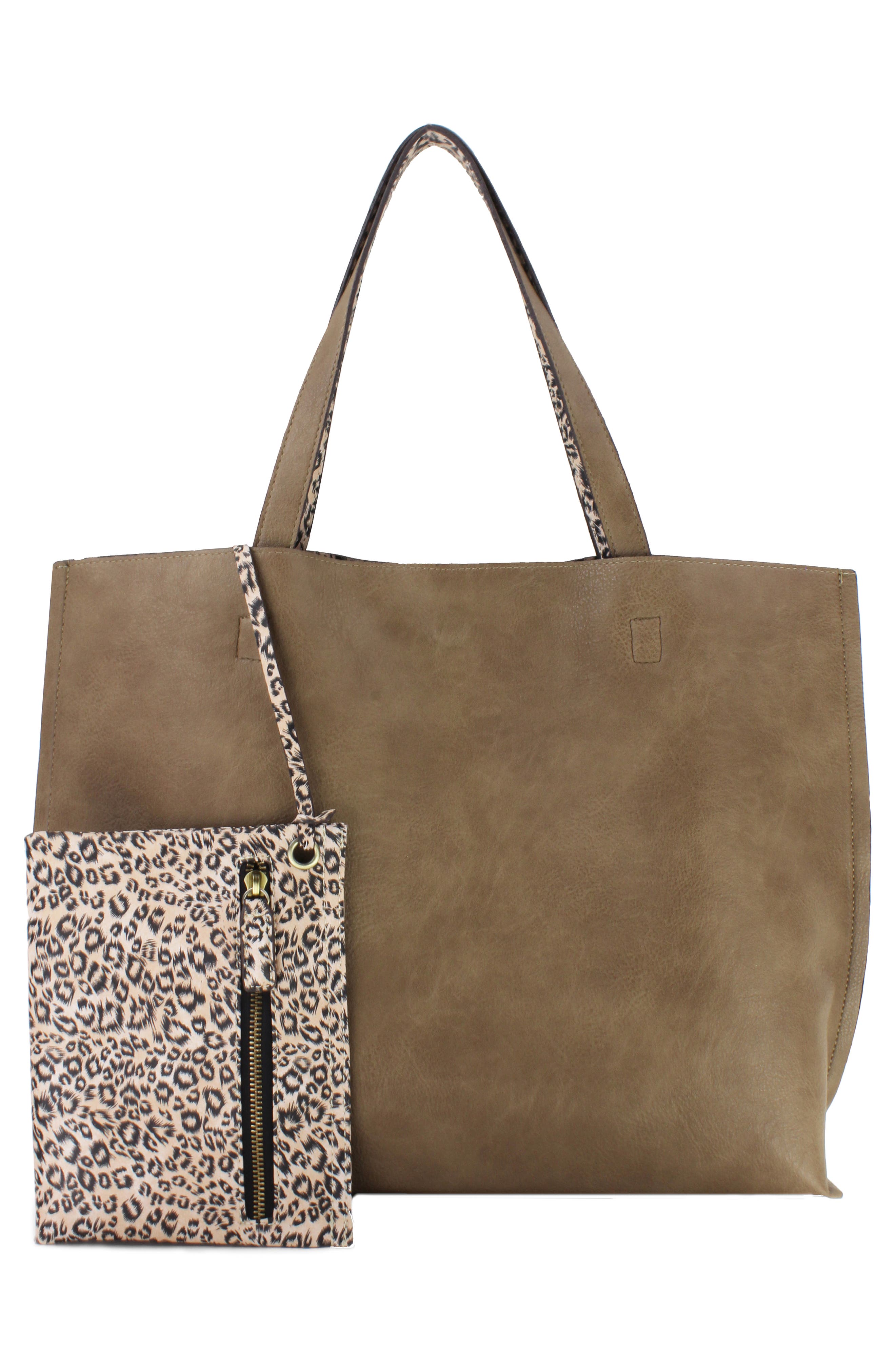 Street Level Reversible Faux Leather Tote, Alternate, color, 