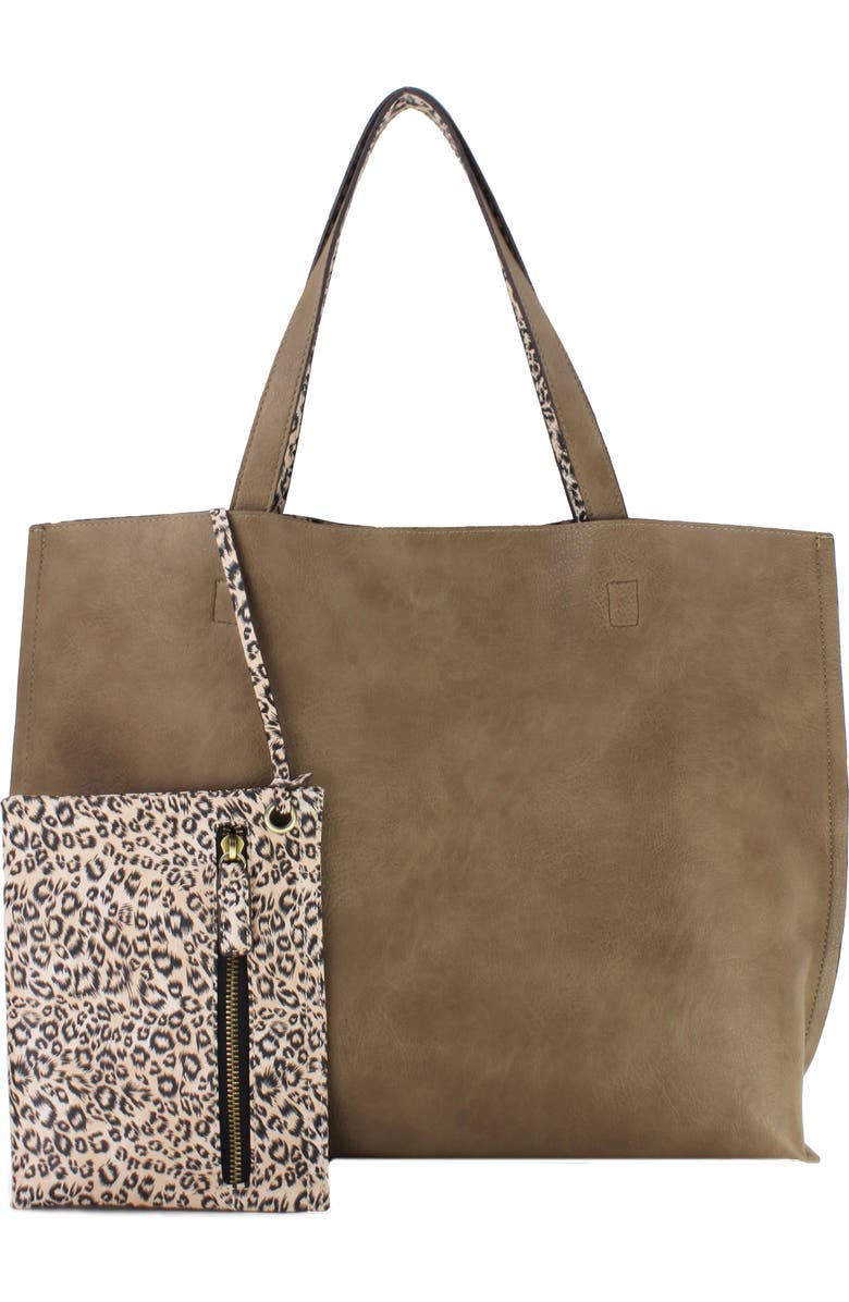 Street Level Reversible Faux Leather Tote, Alternate, color,