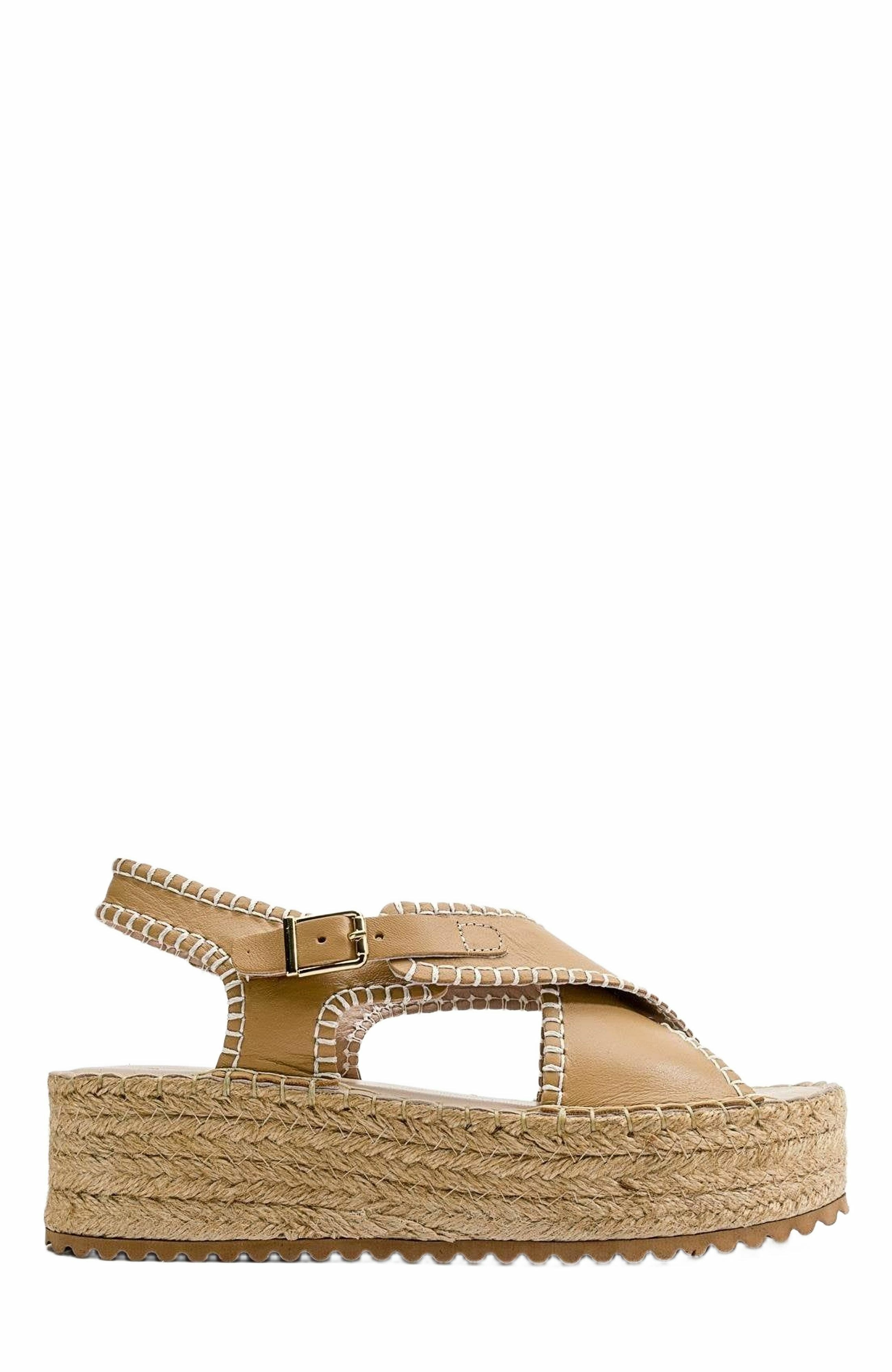 Forever & Always Shoes Bellezza Leather Platform Sandal, Alternate, color, Dark Beige Leather