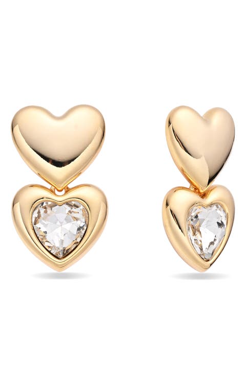Lustre Heart Double Drop Earrings