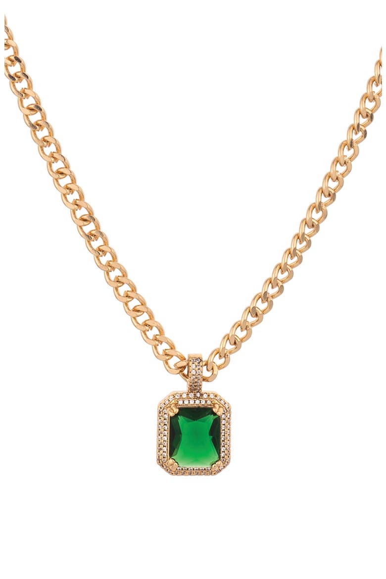Cubic Zirconia Pendant Necklace, Main, color, GREEN