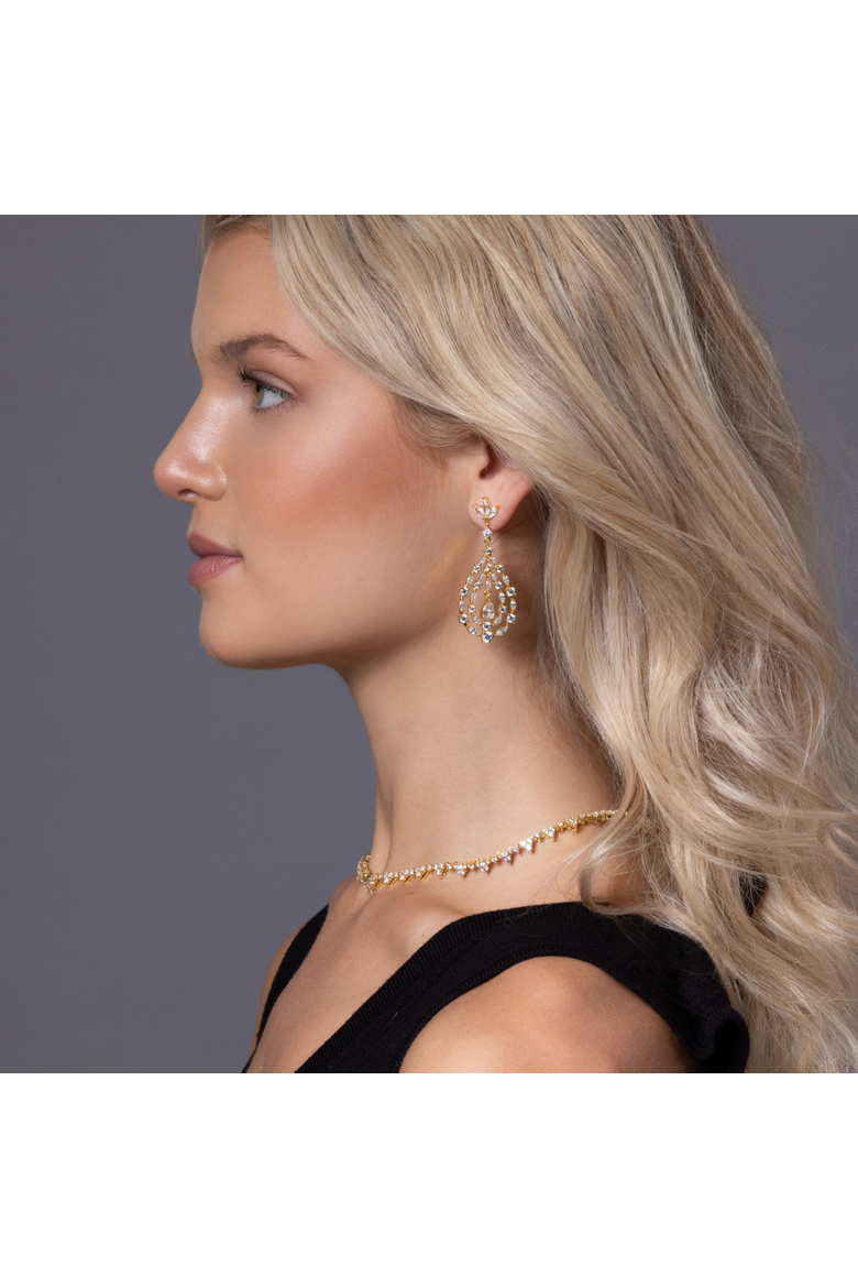 Retro Glamour Chandelier Earrings, Alternate, color, Yellow Gold
