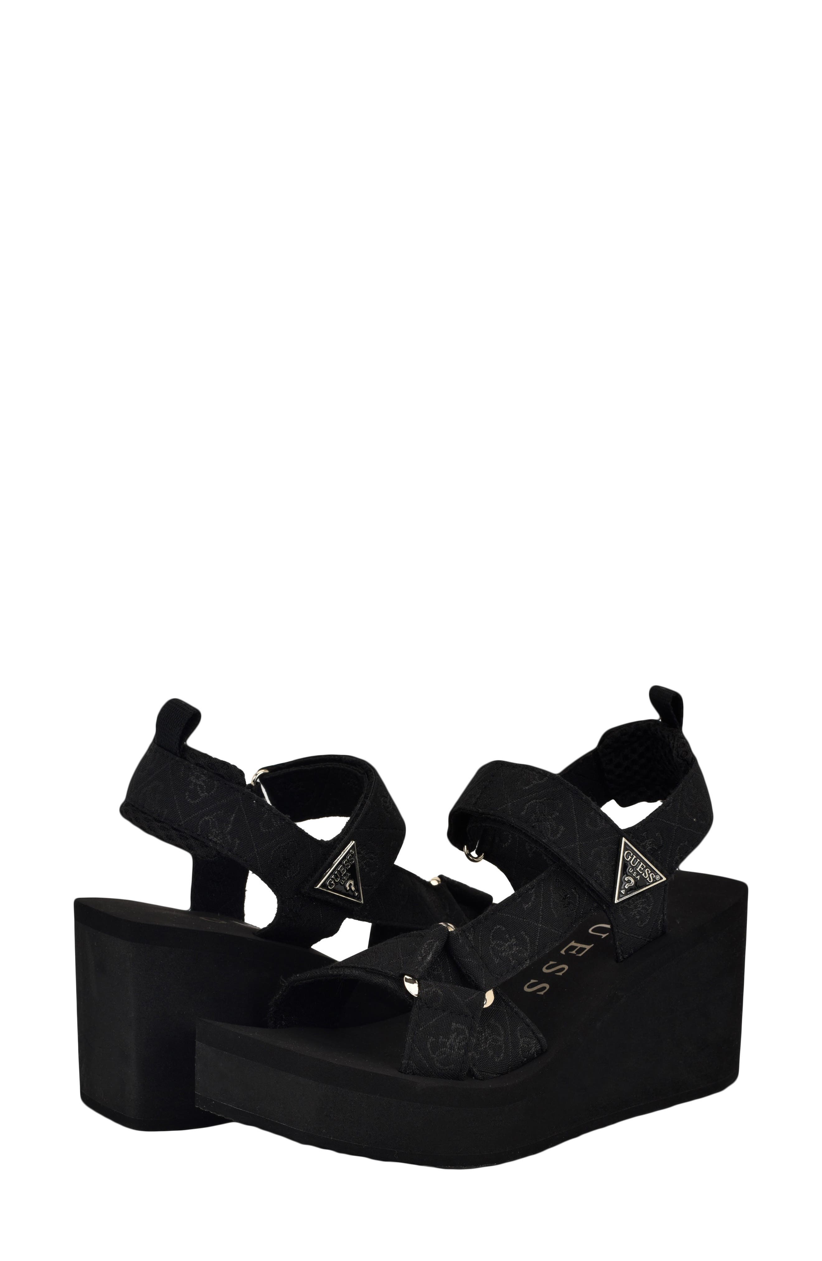 GUESS Daysa Slingback Platform Wedge Sandal, Alternate, color, Black