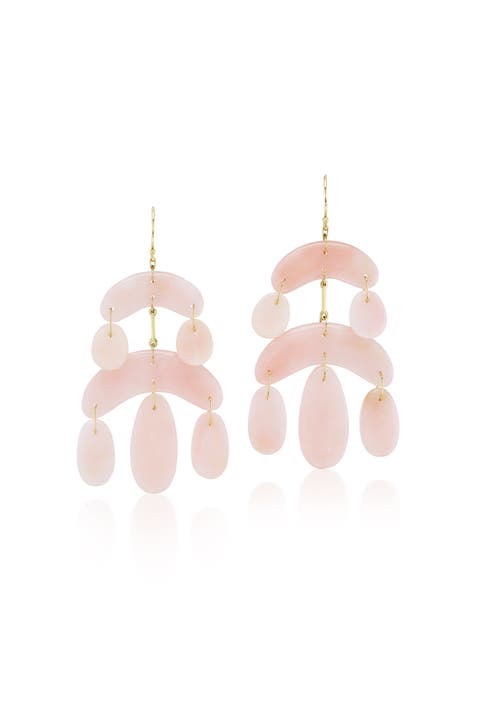 Tiny Pink Opal Chandelier Earrings