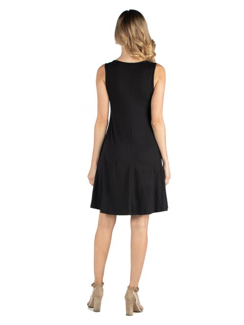 24seven Comfort Apparel Maternity A-line Slim Fit And Flare Dress In Black