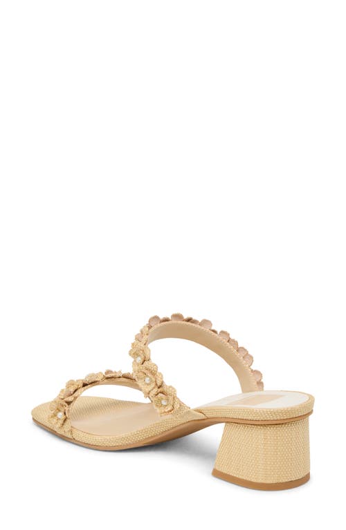 Dolce Vita Bensen Faux Pearl Slide Sandal In Natural Raffia