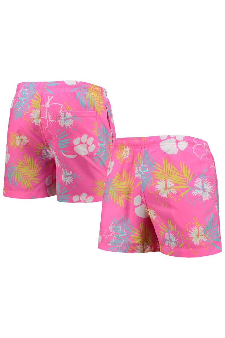 Men's FOCO Pink Clemson Tigers Neon Floral Swim Trunks, Main, color, Pink