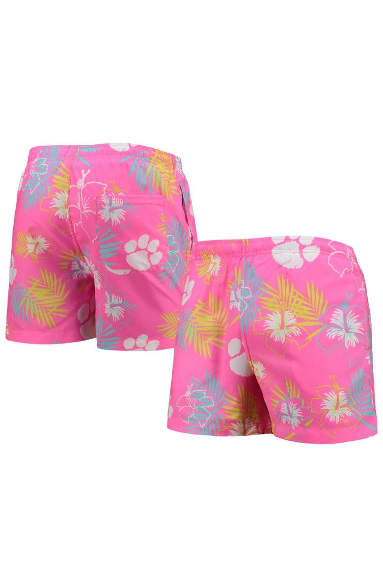 FOCO Men's FOCO Pink Clemson Tigers Neon Floral Swim Trunks, Main, color, Pink