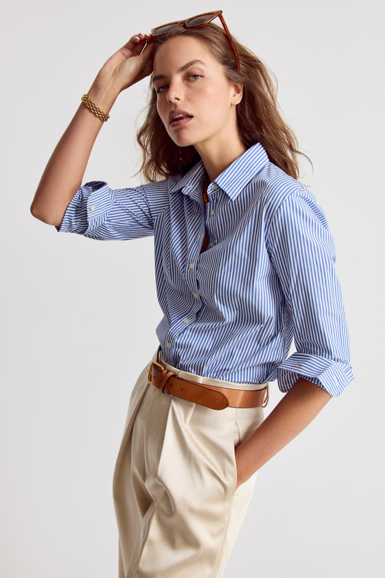 The Boyfriend Shirt, Alternate, color, Blue/White Stripe