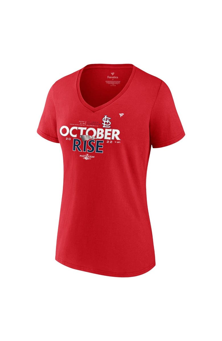 FANATICS Women's Fanatics Branded Red St. Louis Cardinals 2022 Postseason Locker Room V-Neck T-Shirt, Alternate, color,