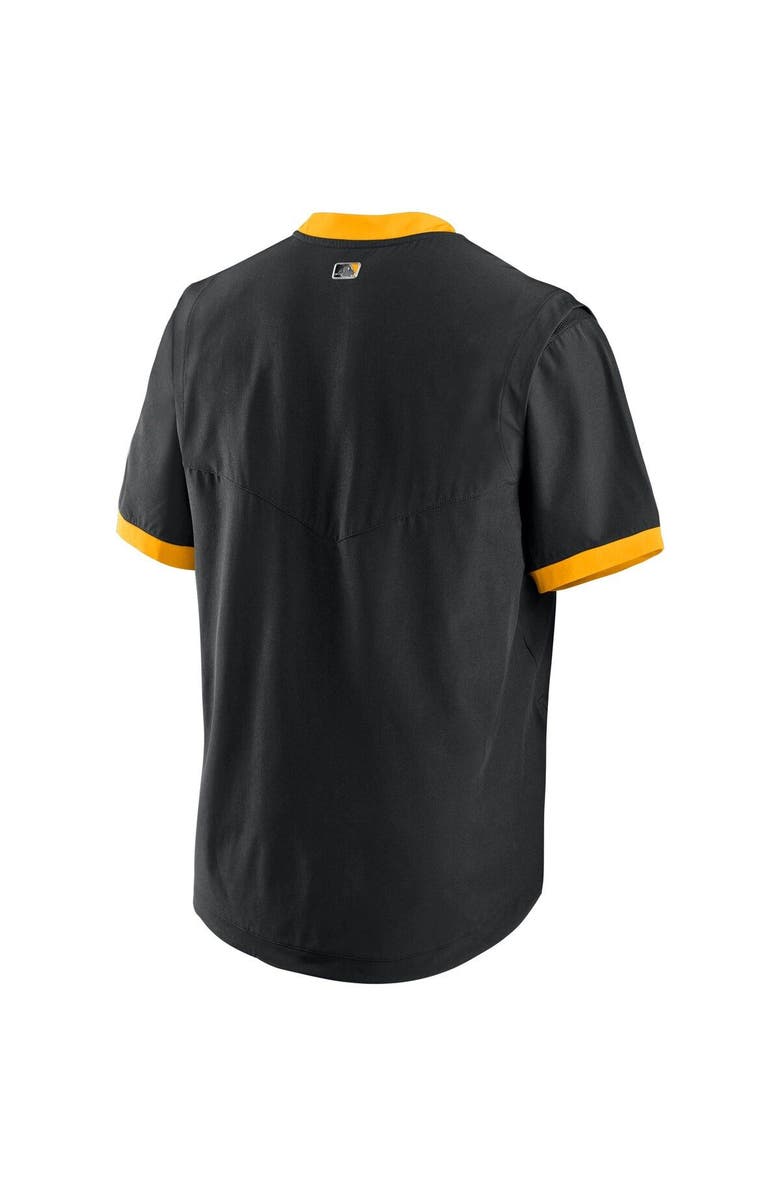 Nike Men's Nike Black/Gold Pittsburgh Pirates Authentic Collection Short Sleeve Hot Pullover Jacket, Alternate, color, 