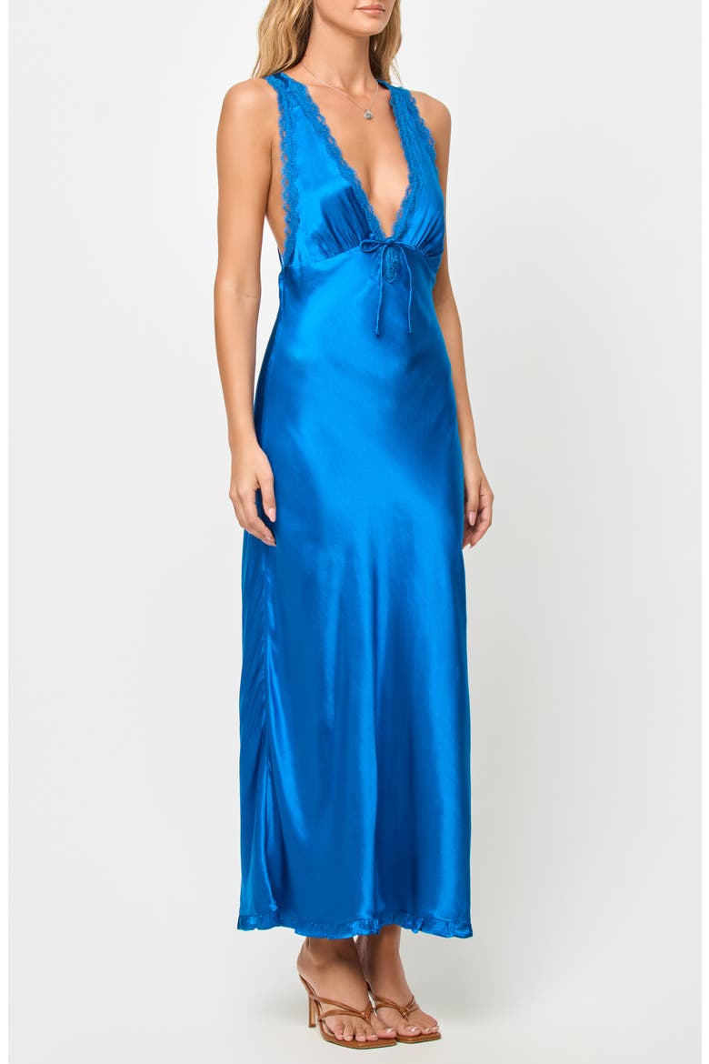 Eyes on You Lace Trim Open Back Maxi Cover-Up Dress, Alternate, color, ABYSS