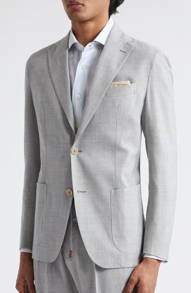 Eleventy Unstructured Wool & Silk Blend Blazer, Alternate, color, Light Gray Melange