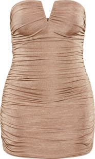 City Chic Iris Ruched Strapless Minidress