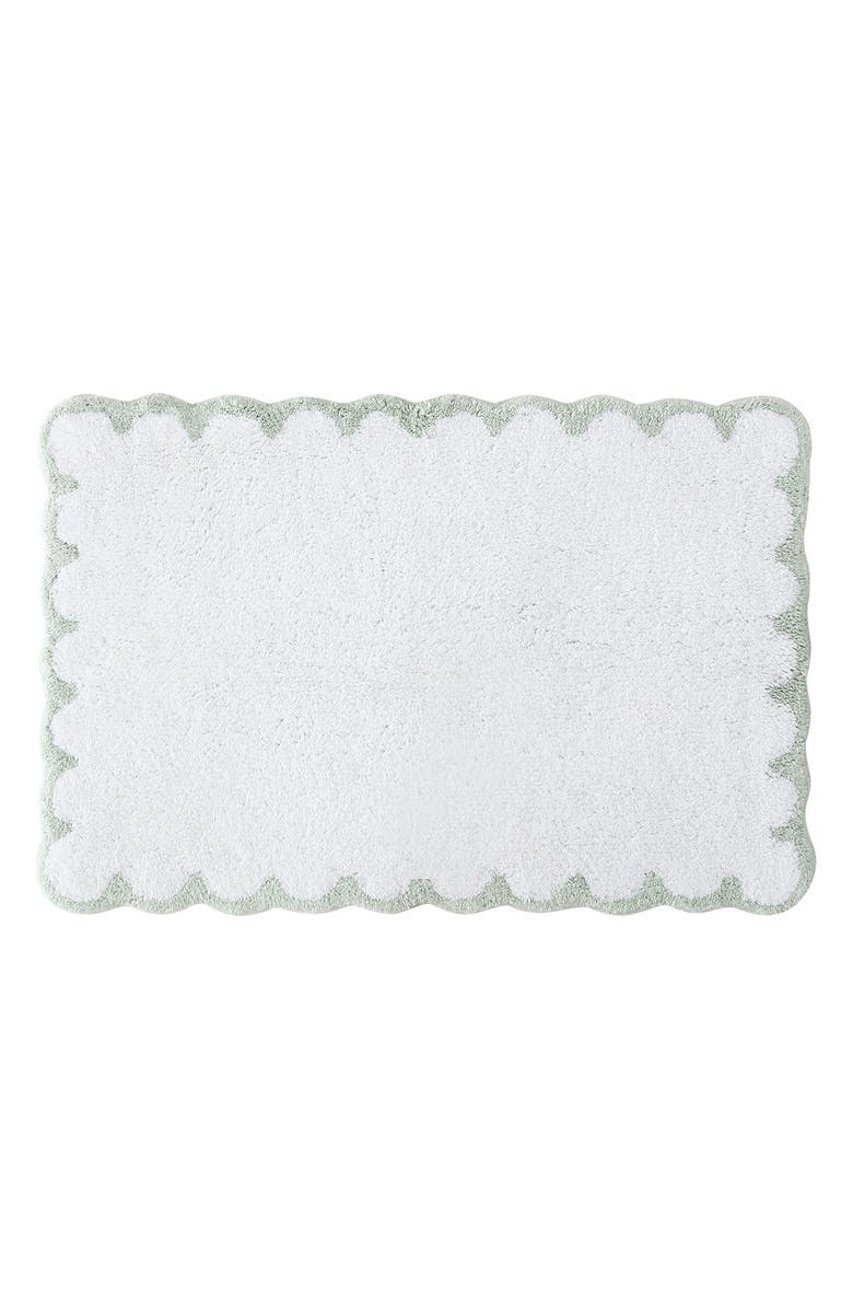 Peri Home Scallop Detail Cotton Bath Mat, Main, color, Sage