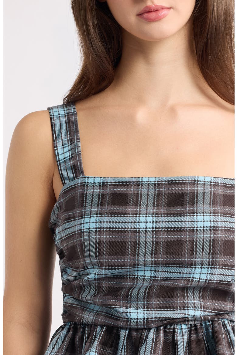 Alana Plaid Peplum Top, Alternate, color, CHOC / BLUE PLAID