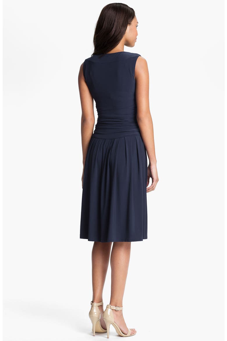 Sleeveless Ruched Matte Jersey Dress, Alternate, color, NAVY