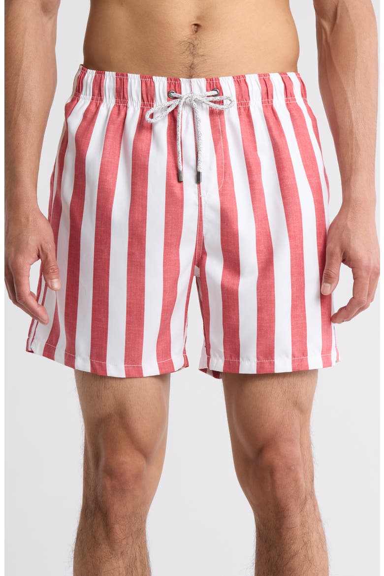 Stripe Swim Shorts, Main, color, RED