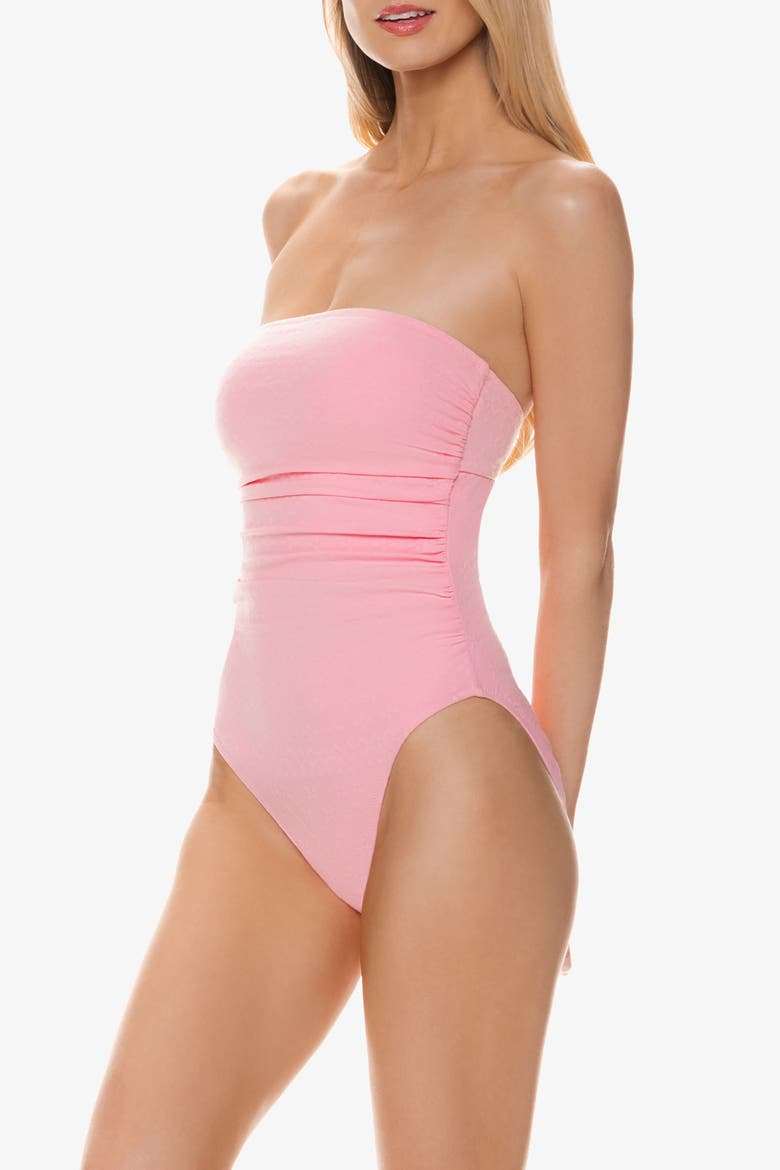 Classic Bandeau One-Piece, Alternate, color, Jacquard Textured Shell Pink