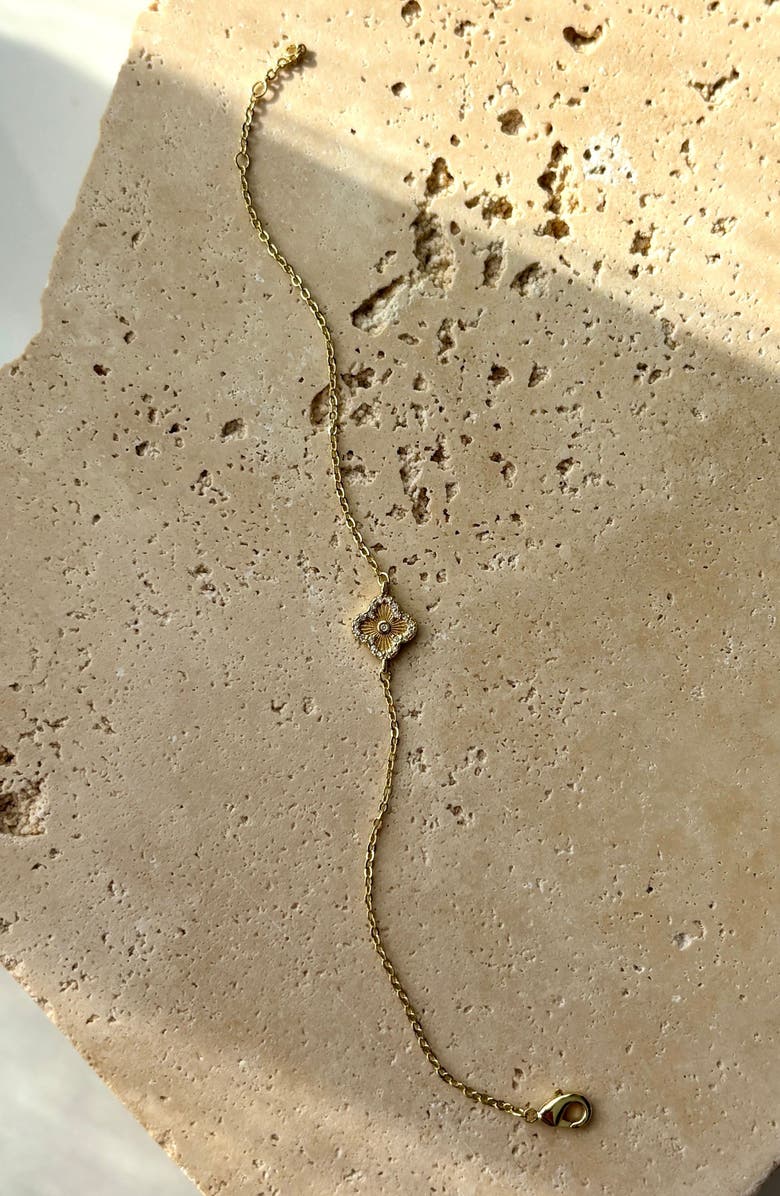 Adornia Pavé CZ Clover Charm Bracelet, Alternate, color, Gold