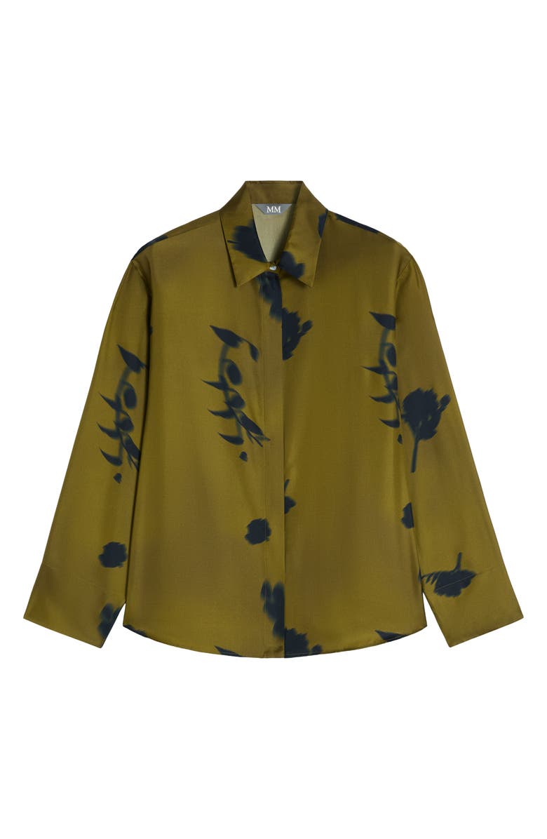 MM by Max Mara Eraclea Abstract Print Silk Button-Up Shirt, Alternate, color, Olive Green
