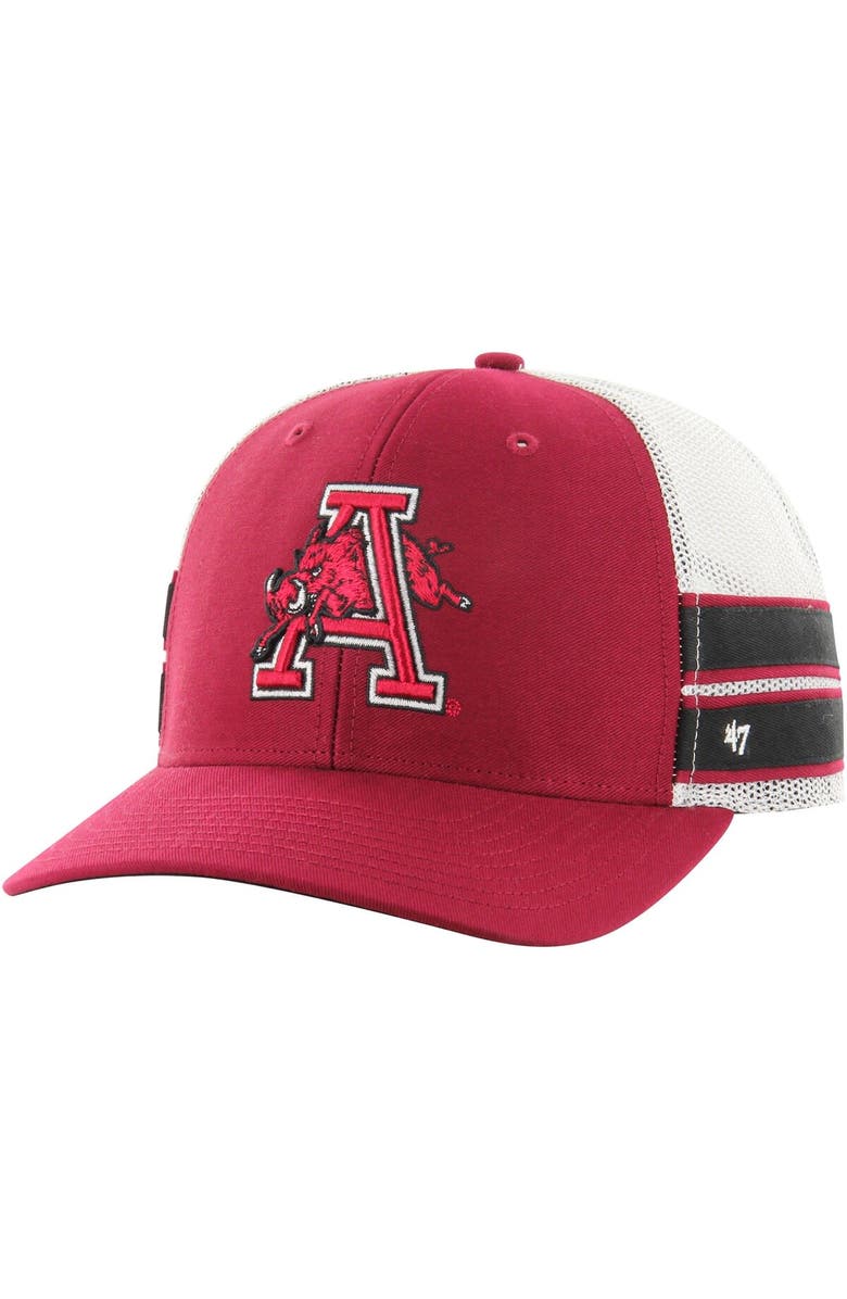 '47 Men's '47 Cardinal Arkansas Razorbacks Straight Eight Adjustable Trucker Hat, Main, color,