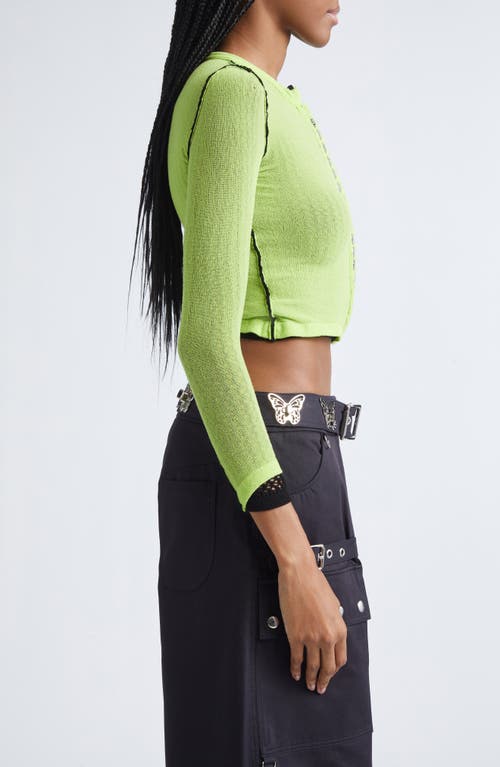 Chopova Lowena Fishnet Layered Crop Cardigan In Green