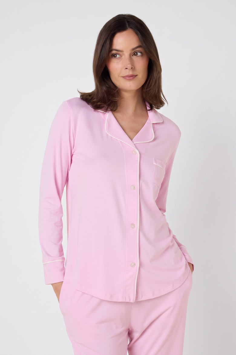 Classic Solid Pima Knit Pajama Set, Alternate, color, Powder Pink