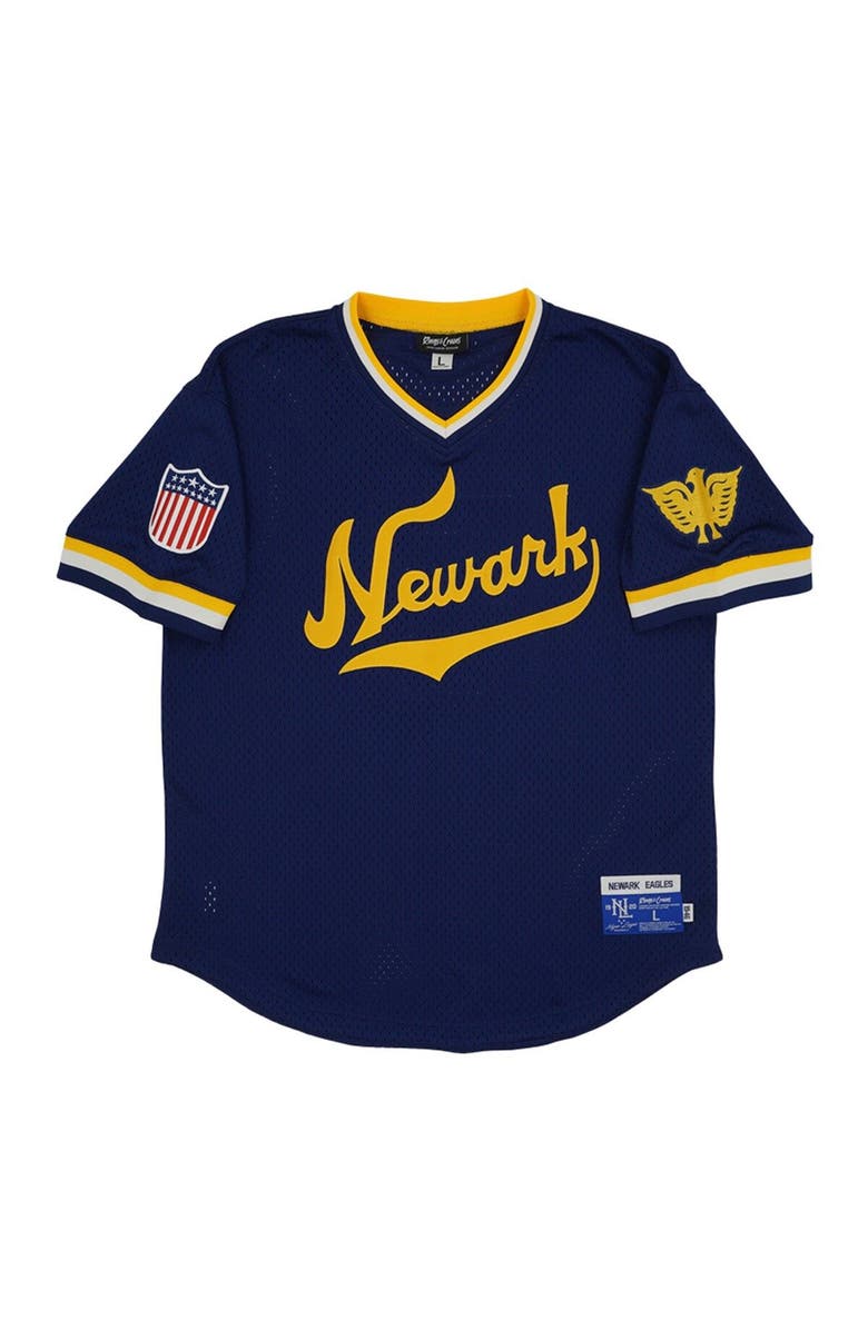 RINGS & CRWNS Men's Rings & Crwns #5 Navy Newark Eagles Mesh Replica V-Neck Jersey, Alternate, color, 