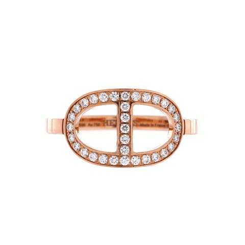 Chaine d'Ancre Contour Ring 18K Rose Gold and Diamonds Medium