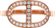 Pre-Owned Hermes Chaine d'Ancre Contour Ring 18K Rose Gold and Diamonds Medium