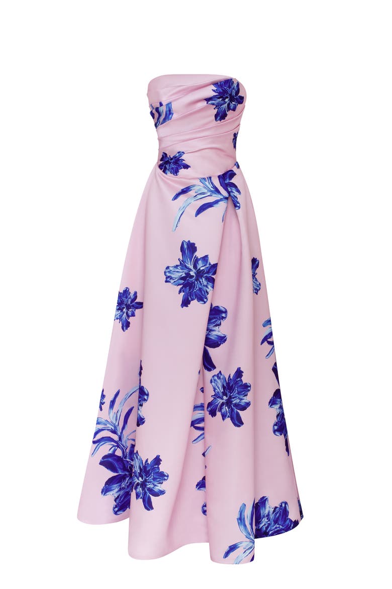 pink and navy maxi dress Navy And Pink Maxi Dress with Open Back