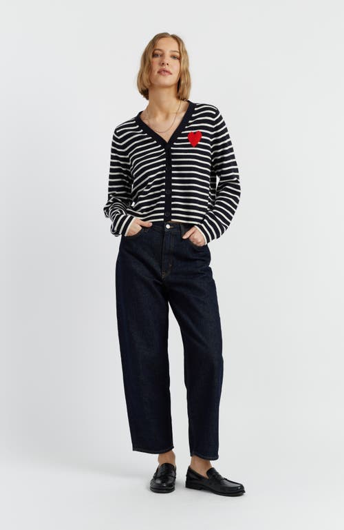 Chinti & Parker Wool Cashmere Heart Breton Cardigan In Multi