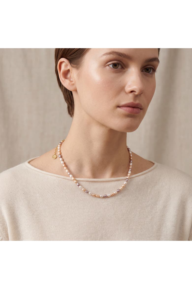 Tri-Color Freshwater Baroque Pearl Choker Necklace, Alternate, color, Multi-Color