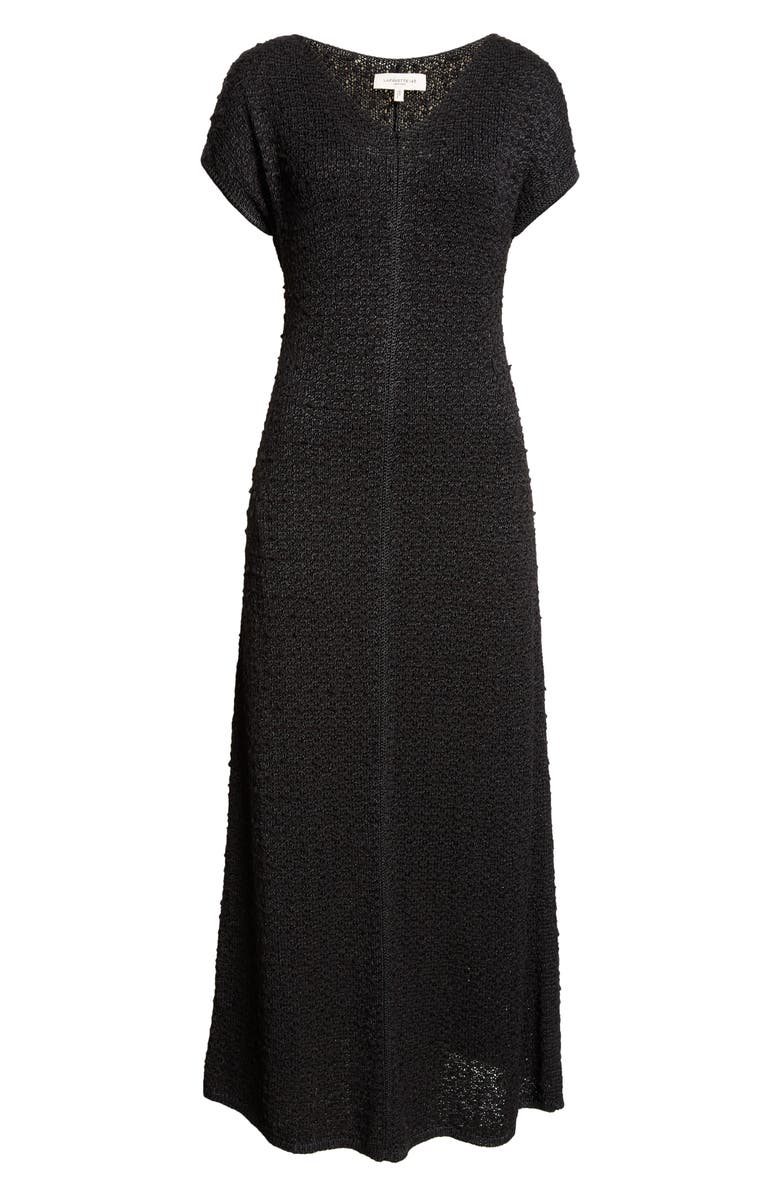 Lafayette 148 New York Textured Stitch Tussah Silk Midi Dress, Alternate, color, 