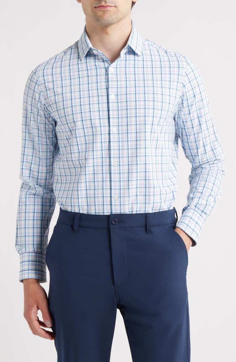 Mizzen+Main Leeward Trim Fit Plaid Button-Up Shirt, Main, color, Turquoise Travis Plaid