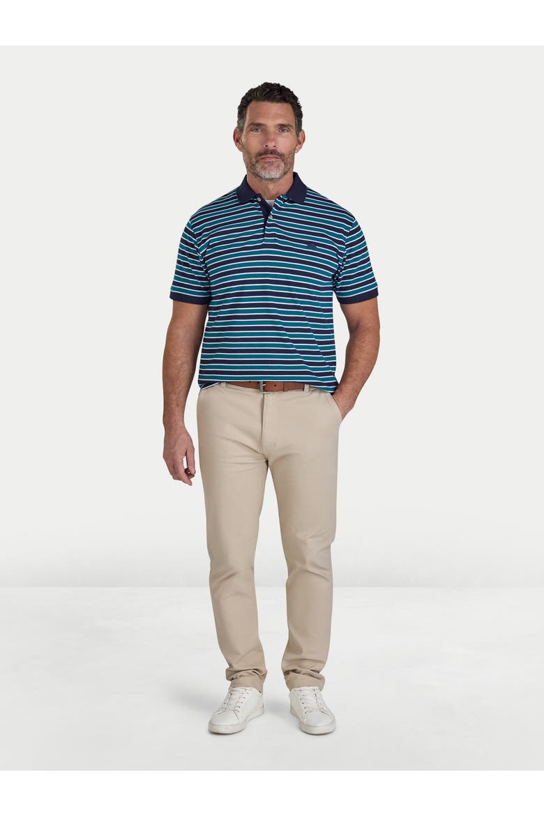 Triple Stripe Pique Polo Shirt, Alternate, color, Navy