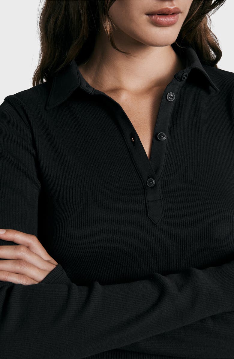 rag & bone Essential Long Sleeve Rib Polo, Alternate, color, 
