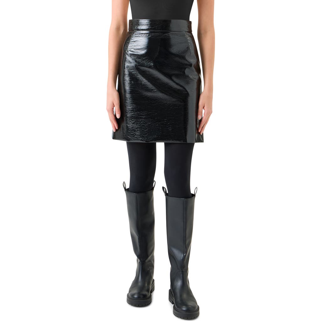 Akris Punto Crinkled Lacquered Mini Skirt In Black