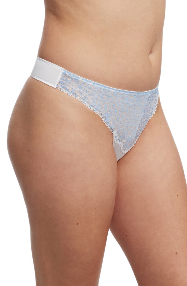 Skarlett Blue Rouse Lace Thong, Alternate, color, White/ Crystal Blue