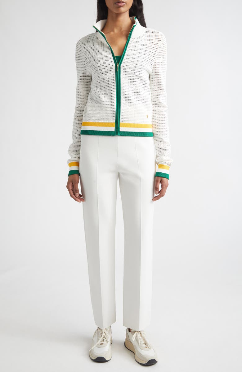 ST. JOHN Dani Santa Roma Knit Pants, Alternate, color, Bright White