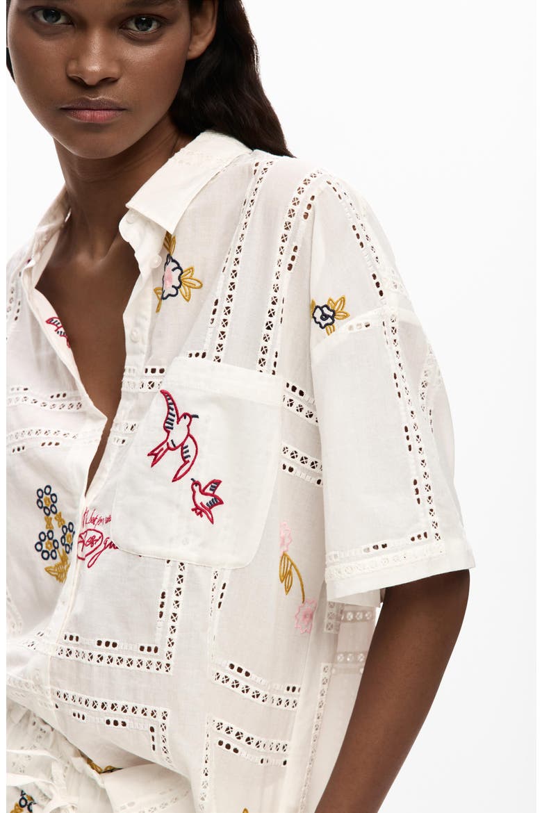 Embroidered Woven Shirt, Alternate, color, WHITE