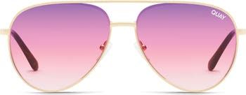 QUAY Gold Aviator Sunglasses – 52mm – Starry Eyed - New HIGH KEY Wire Frame Aviator Sunglasses – QUAY main image 4