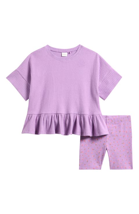 Kids Frill Hem T-Shirt & Shorts Set (Toddler & Little Kid)